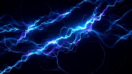Wall Mural - Dynamic Blue Electric Arcs and Energy Waves Visualizing Science and Technology