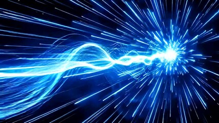 Wall Mural - dynamic blue light streaks with energy bursts for innovative technology backgrounds