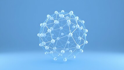 Futuristic blue and white spherical structure with interconnected nodes, symbolizing networks.