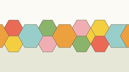 Colorful geometric pattern of hexagons in a row for modern abstract background