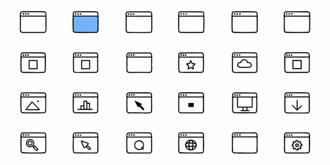Hand drawn web browser window icons providing a simple user interface concept and easy navigation experience