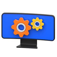 Wall Mural - Computer Setting 3D icon on transparent background