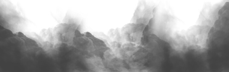 Wall Mural - vector realistic smoke cloud or gray fog, abstract gas on transparent background