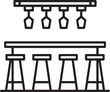 © Rashid - Modern Pendant Light and Bar Stool Line Icons – Minimalist Interior Design Elements for Kitchen, Bar, or Café Concepts