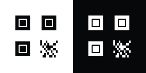 QR code icon graphic doodle designs collection
