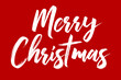 © julimur - Elegant Merry Christmas lettering on red background. Perfect festive design for holiday cards, posters, banners, and seasonal greetings. Stylish calligraphy for winter celebration.