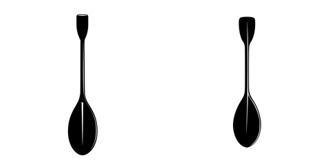 Wall Mural - Minimalist black-and-white vector illustration of a simple silhouette of two spoons