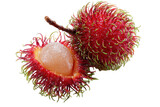 Two Ripe Rambutan Fruits on Black Background