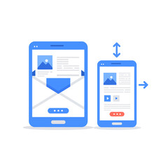 Responsive website Vector flat design Mobile and tablet devices Digital communication concept