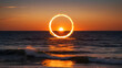 © Bob - A circle of fire hovering above a calm sea at sunset, the flames and water creating a captivating scene