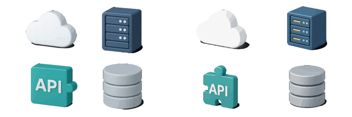 Wall Mural - Vector illustration of cloud computing and API elements in flat design