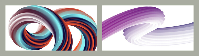 Abstract volumetric background. Cords. set of two illustrations. Toothpaste in a tube. Minimalism. Creative modern background. Cover design, wallpaper, background