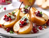 Pieczone gruszki z żurawiną i serem pleśniowym