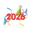 © Vektor - Festive 2026 Celebration with Party Hat and Ribbons