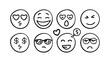 © RABBY - Hand drawn smiley faces with different expressions happy surprised