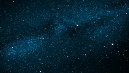 Wall Mural - Flying Through The Stars And Blue Nebula In Space. Galaxy exploration through outer space towards glowing milky way galaxy