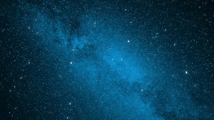 Wall Mural - Flying Through The Stars And Blue Nebula In Space. Galaxy exploration through outer space towards glowing milky way galaxy