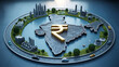 © Imagin  - India's vibrant economy with rupee currency symbol, thriving industry and infrastructure development visualized