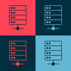 Wall Mural - pop art server, data, web hosting icon isolated on color background. vector