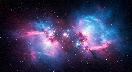 Ethereal pink and blue nebula concept, a celestial landscape of stars and cosmic dust in the vast universe