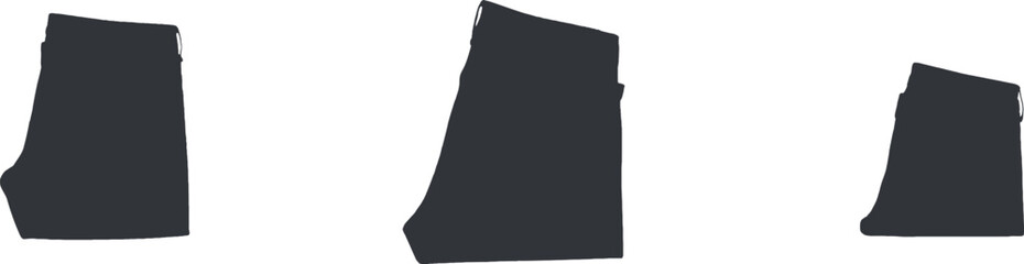 Three dark grey abstract geometric shapes silhouette