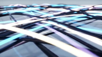 Dynamic abstract network of glowing lines representing technology and data flow