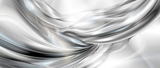 Wall Mural - White and black metallic glass flow alloy liquid fluid curve abstract shape illustration background horizontal line.