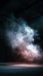 © YU - Glowing powder explosion in a dark gym, forming abstract muscle-like energy patterns.