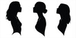 © rayhan039 - Three black silhouettes of women's profiles with different hairstyles woman female