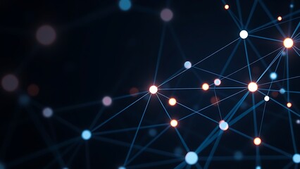 Futuristic network concept with glowing nodes and lines, set against a dark and atmospheric background.