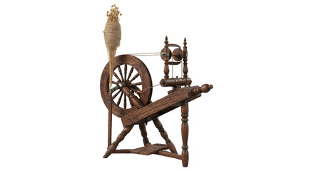 Antique wooden spinning wheel