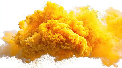Bright yellow cloud of exploding paint