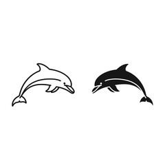  Dolphin Icon Set Black and White

