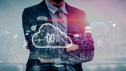 Wall Mural - cloud computing, cloud strategy, and cloud technology transforming digital infrastructure with scala