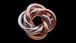 © Arnold - intricate metallic knot sculpture with interwoven strands of silver and copper a complex abstract form isolated on transparent background