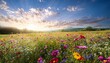 © Arnold - serene meadow landscape with colorful wildflowers under soft sky