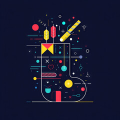 Wall Mural - A colorful Christmas card with a blue background and a red. Cristmas, X mas concept.