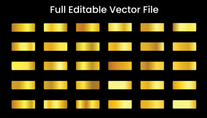Elegant shiny gold gradient set , gold gradients and realistic golden, gold palettes set, gold gradient set