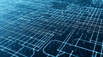 Abstract Digital Circuitry Network Pattern with Luminous Blue Lines