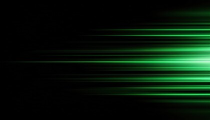 Wall Mural - glowing green light streaks on black futuristic background with motion blur effect for digital wallp