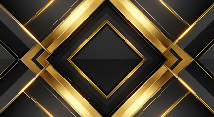 Wall Mural - Abstract geometric black and gold luxurious background design