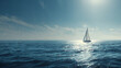 © amavcoffee - Yachting advertisement backdrop with calm ocean surface