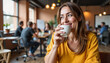 © Valeriy - Happy employee enjoying coffee break in cozy office lounge, workplace wellness