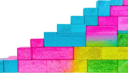 Colorful Pixelated Staircase Illustration with Gradient Design on White Background