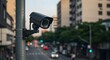 © Lucas - Street pole with moving CCTV camera, modern urban safety and monitoring system