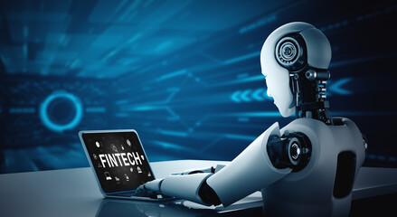 Wall Mural - fintech financial technology software for modish business to analyze marketing strategy