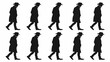 © TShirt Empire - Man walking silhouette sequence with trench coat and hat. Mystery, spy, detective, movement, journey, progress concept.