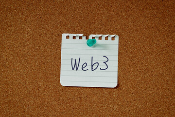 there is a piece of paper with the word web3. it is as an eye-catching image.