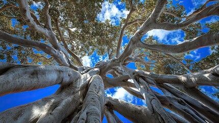 Majestic tree reaching for the blue sky