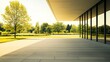 © afridwi - Modern architecture glass facade and green park view